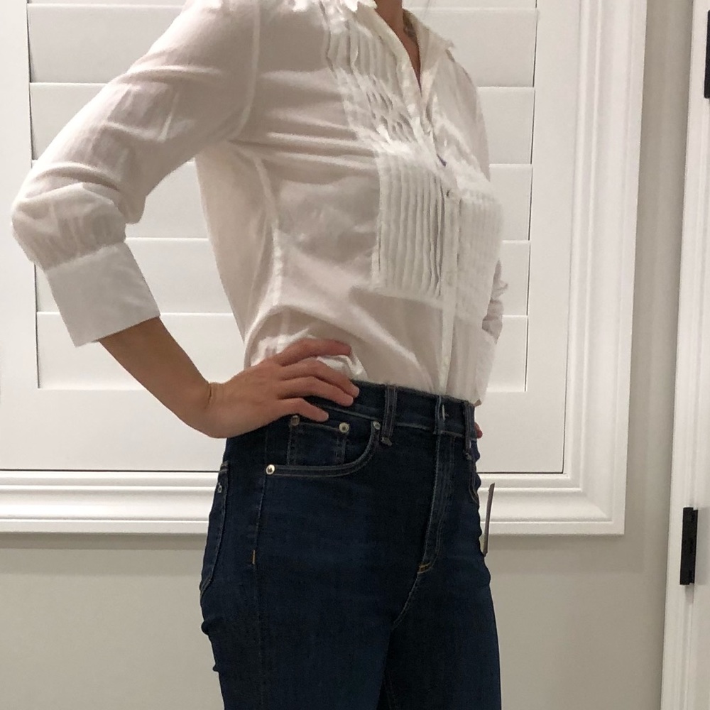 J. Crew White Tuxedo Blouse